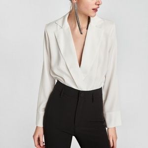 Zara bodysuit with lapel collar